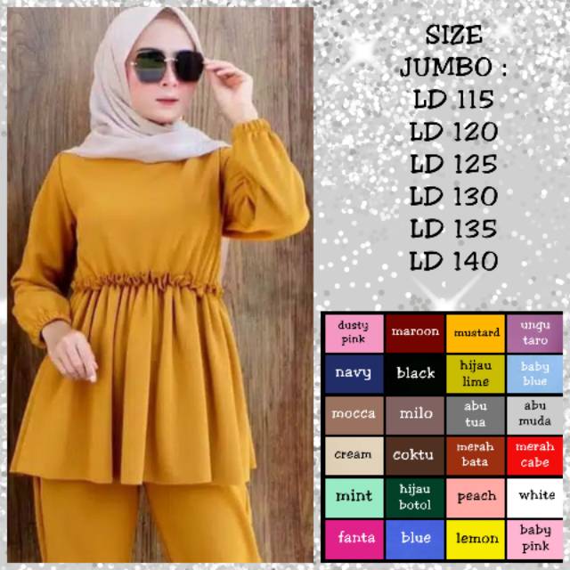 BAJU ATASAN LD 115/LD 120/LD 125/LD 130/LD135/LD140 BUSANA MUSLIM WANITA JUMBO NEW EMMA TOP BLOUSE