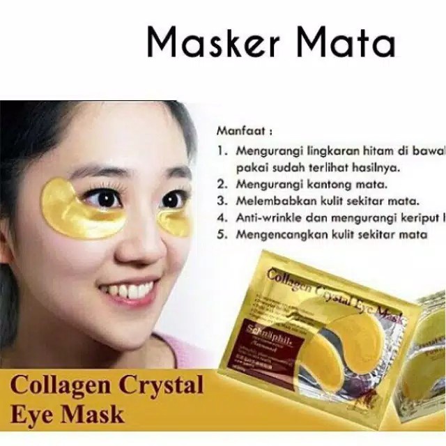 &lt; M.A &gt; Masker Mata COLLAGEN CRYSTAL GOLD EYE MASK Moisturizing Anti Aging Wrinkle  Masker Mata Menghilangkan Kantong Mata 1 PASANG