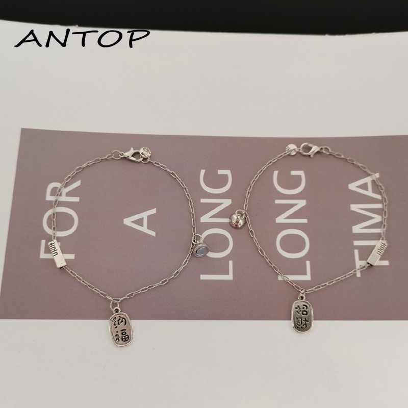 1 Pasang Lucky Couple Magnetic Gelang Pasangan Pacar Gelang Logam Hadiah Ulang Tahun ANTOP