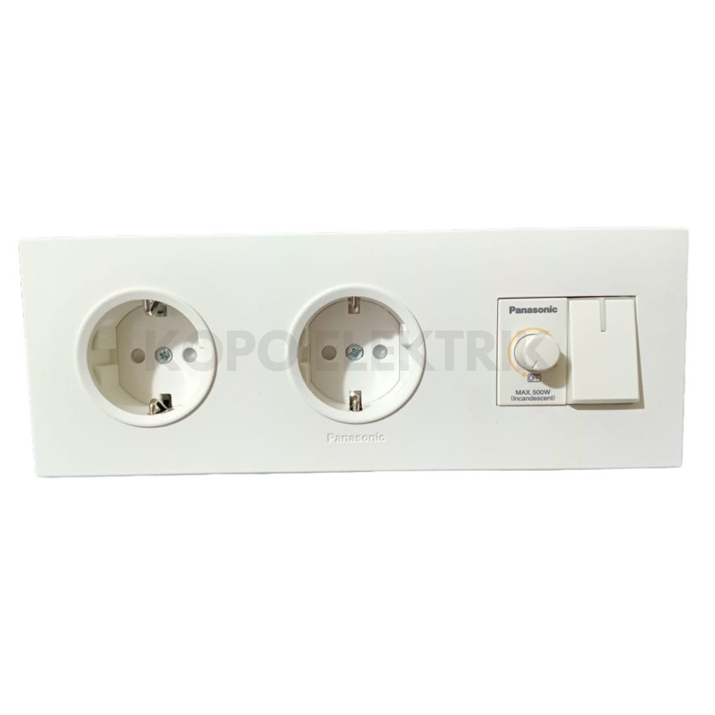 Panasonic Stop Kontak Double + Dimmer + Saklar Tunggal Tanam Style White