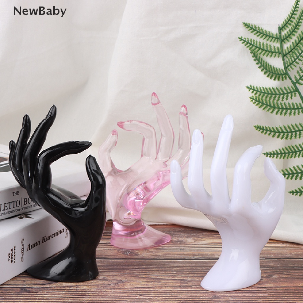 Stand Holder Display Perhiasan Cincin Bentuk Sarung Tangan Ok Bahan Resin