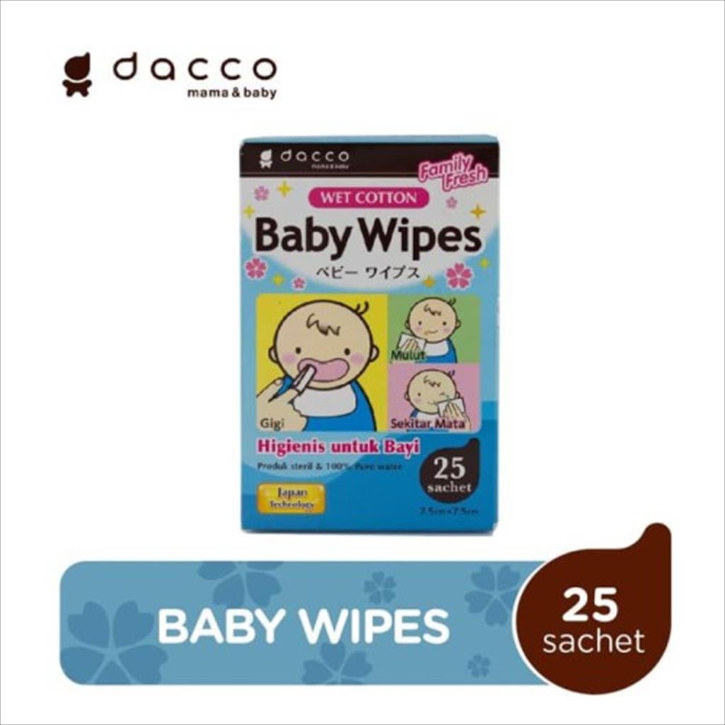 Dacco Baby Wipes Isi 25 Sachet / Tissue basah bayi wipes Dacco 25sheet / dacco baby mouth wipes 25s