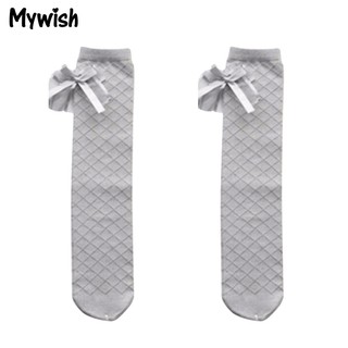 Mywish Kaos Kaki Panjang Selutut Aksen Pita Warna Polos 