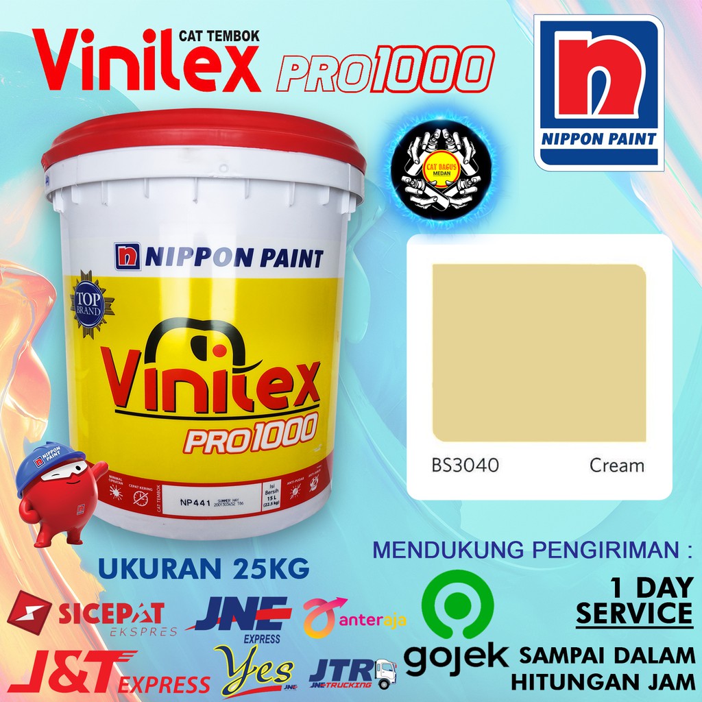 CAT AIR TEMBOK DINDING VINILEX 25 KG WARNA BS 3040 CREAM BS3040 KREM IVORY BEIGE TUA 25KG 20 KG INTERIOR EXTERIOR ACRYLIC EMULSION NIPON NIPPON PAINT MURAH LUAR DALAM BAGUS TERMURAH MEDAN BINJAI SUMATERA