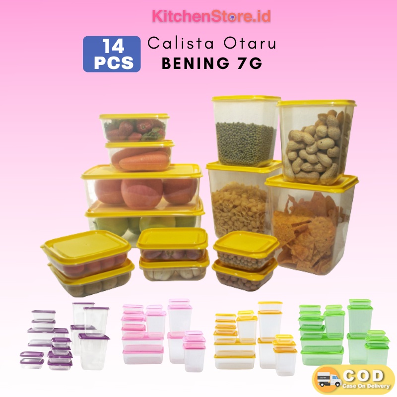 TOPLES BENING CALISTA OTARU SEALWARE 14 PCS TEMPAT BUMBU DAPUR FOOD CONTAINER KULKAS SET TOPLES KUE TOPLES SET MAKANAN WADAH SAYUR KULKAS WADAH PENYIMAPANAN MAKANAN KONTAINER MAKANAN KULKAS