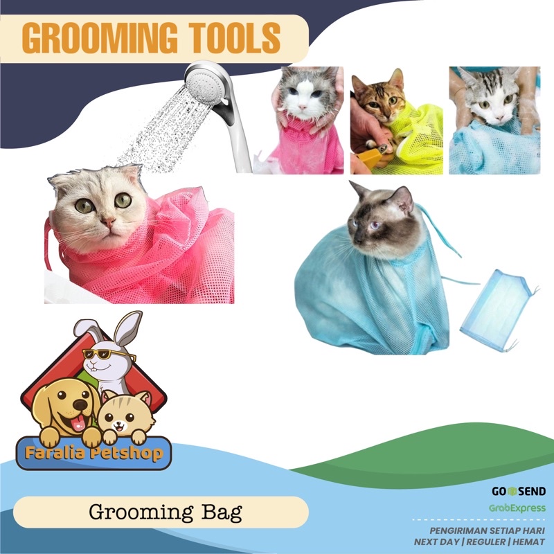 Tas Kantong Jaring Kucing Multifungsi Alat Cat Grooming Bag Mandi Multi Fungsi Groom