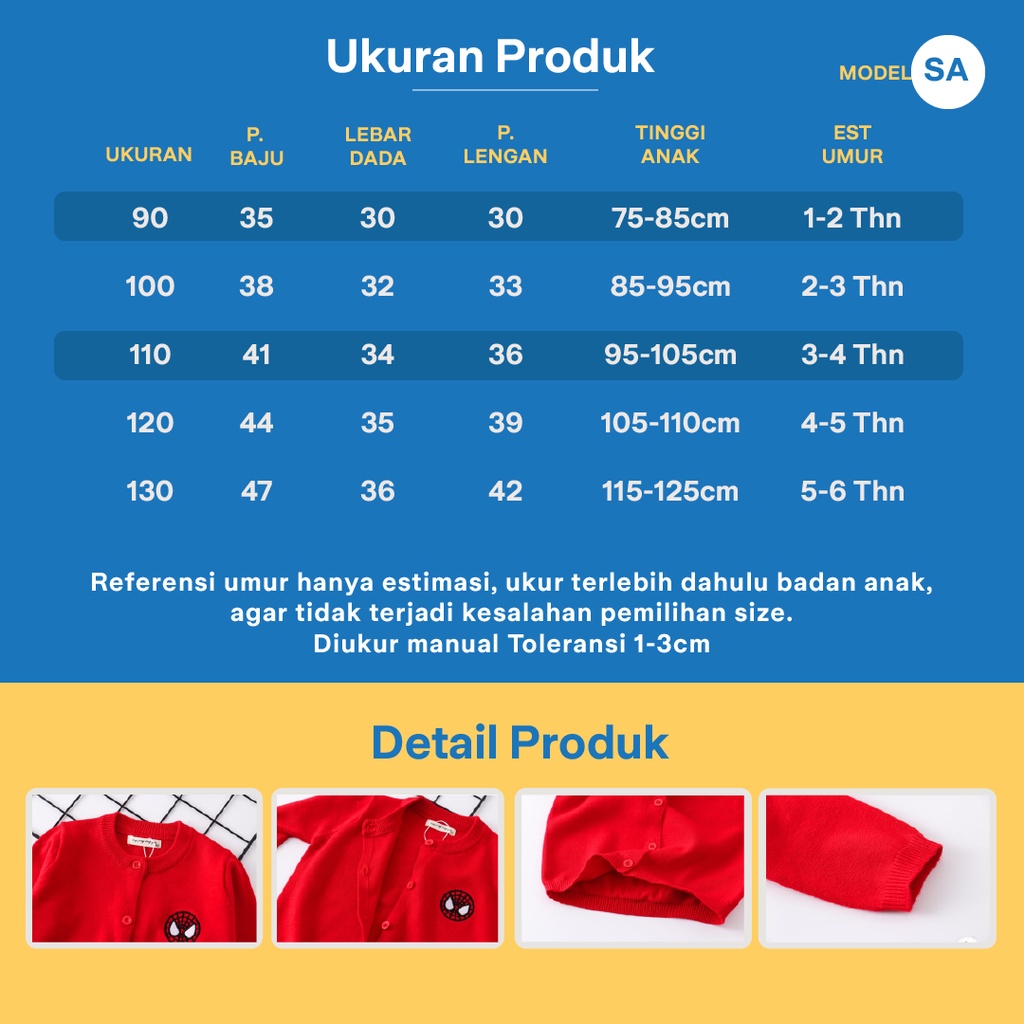 LAPAGO - Cardigan Anak Laki laki Perempuan Outerwear Keren Motif Lucu Usia 1-6 Type SA