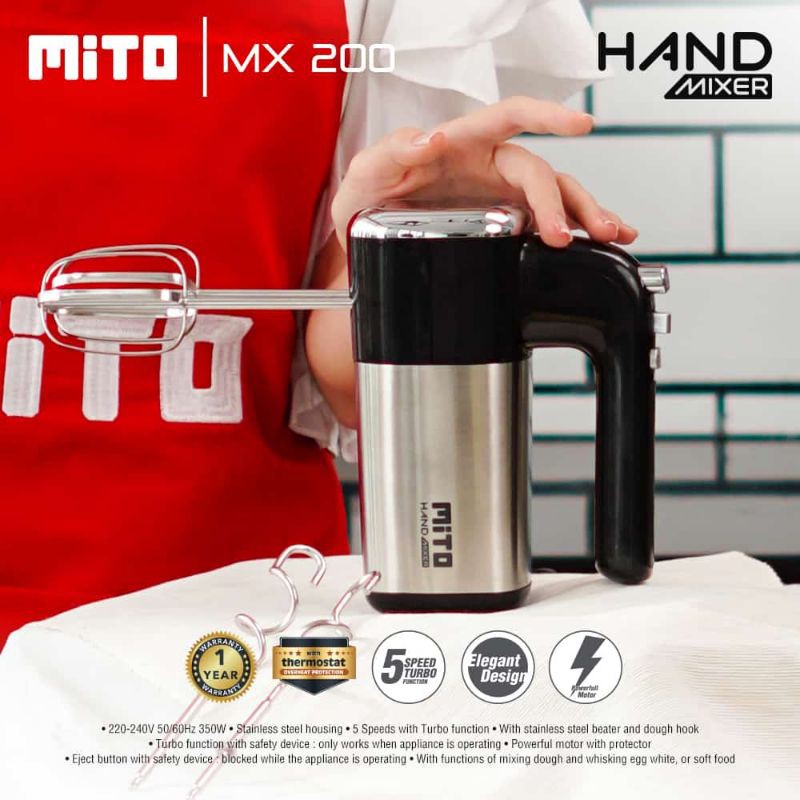 Mito MX 200 Hand Mixer Mixer Tangan Mito MX200 - Garansi Resmi (FREE Sendok Takar)