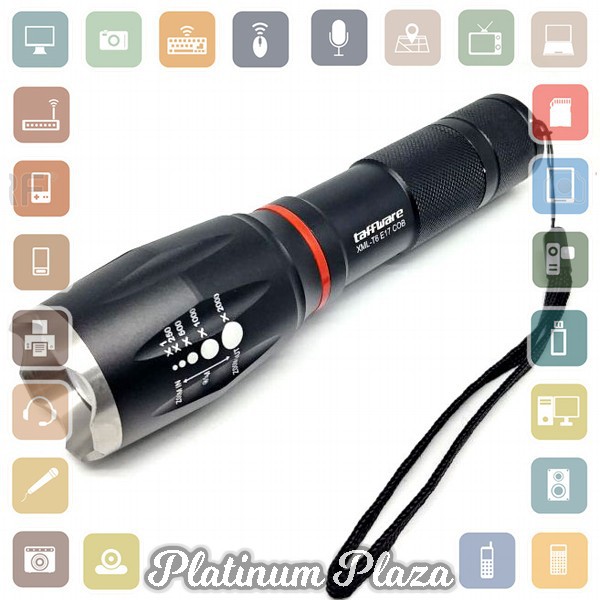 TaffLED Senter LED Torch Cree XM-L T6 8000 Lumens - E17 COB - Black`NPJZNI-