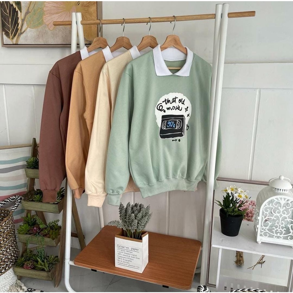 Old Movie Sweater Outerwear Sweter Fleece Premium Fashion Wanita Terlaris