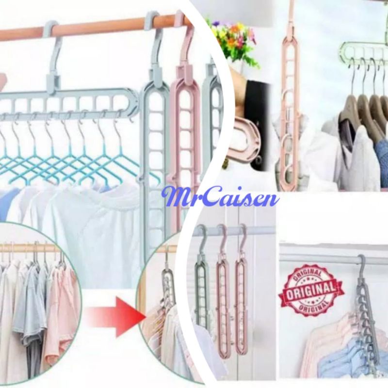 mrcaisen Gantungan baju 9in1 serbaguna magic wonder foldable hanger 9 in 1