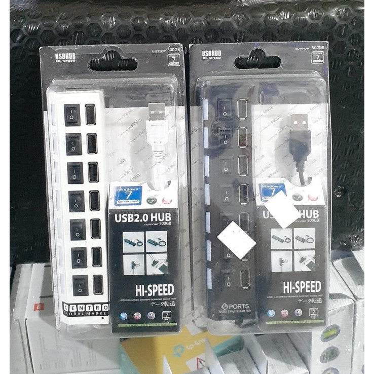 USB Hub HI-SPEED Usb 2.0 7 Port LED Indicator On/Off Switch