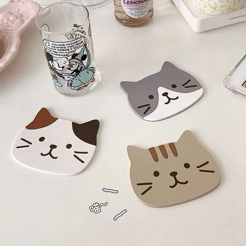 Kucing lucu Kartun Hot Plate Silicone Coaster Tatakan Makanan Non-Slip