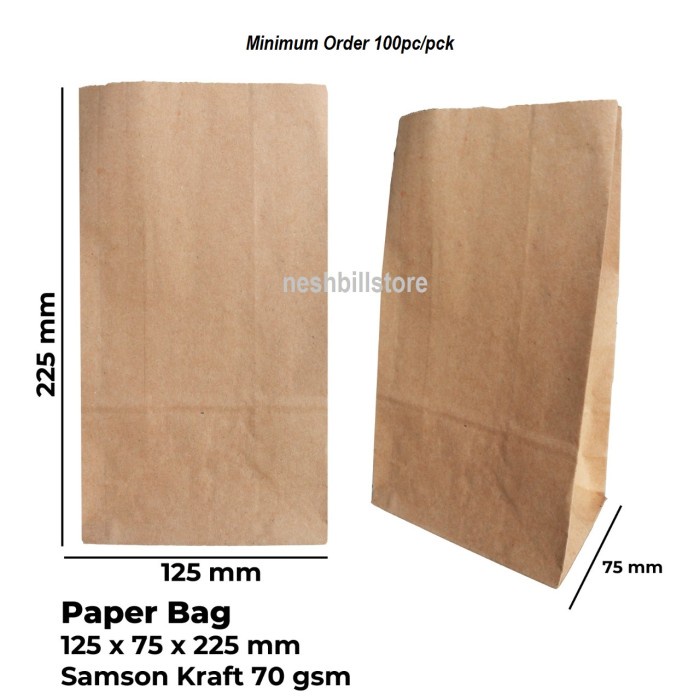 

NEW Paper Bag|Kantong Kertas Roti/Ayam/Kue Polos Coklat 12.5x7.5x22.5cm