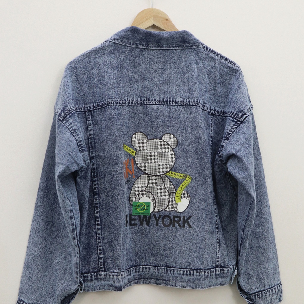 Oversize ny bear jacket jeans wanita by Genijeans