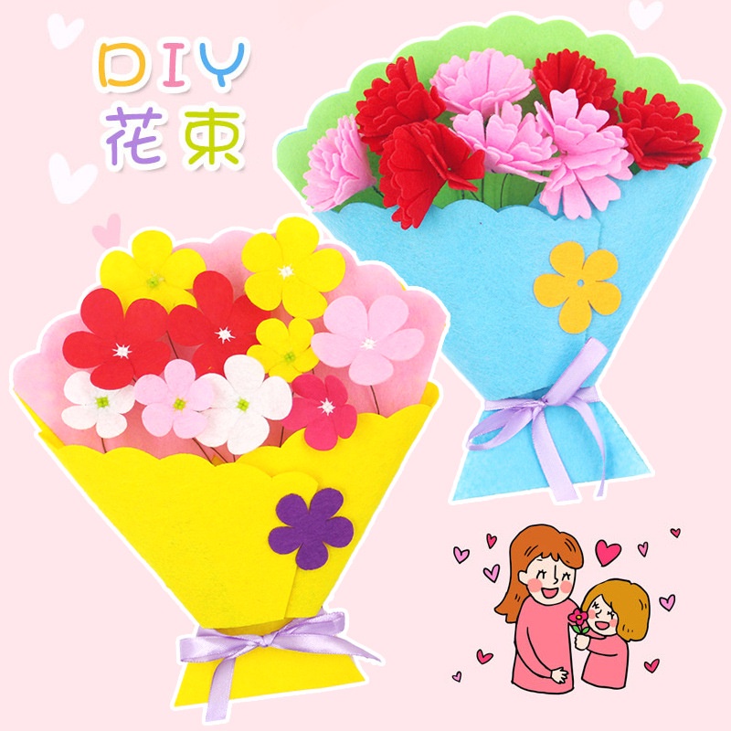 DIY Buket Bunga Hand Flower Bouquet, Prakarya anak / mainan edukasi