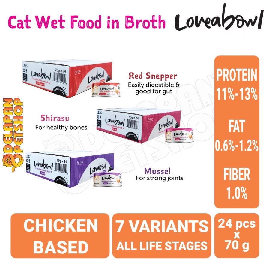 Loveabowl Holistic Cat Wet Food for All Life Stages - Tray isi 24 kaleng x 70g