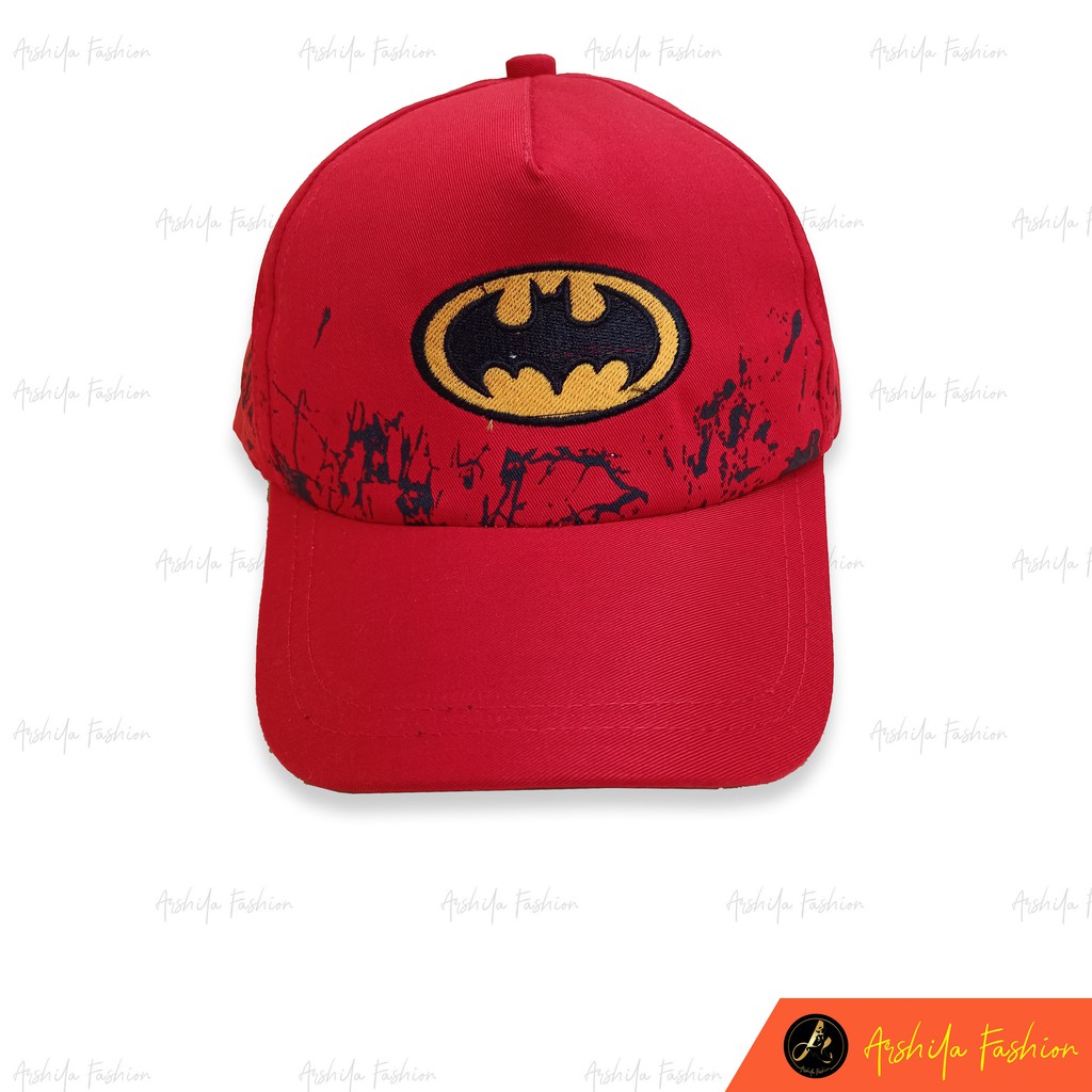 Topi Anak Baseball Betmen Bercak / Topi Terbaru Motif Hero-Merah