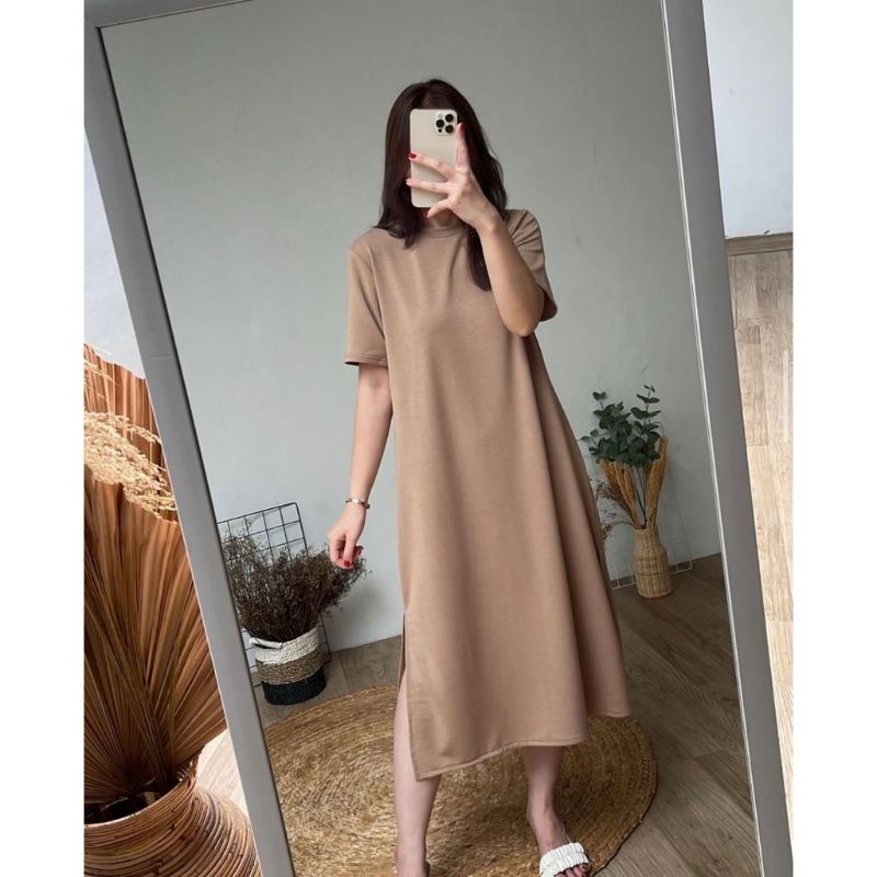 midi long dress party dress korea blue coksu