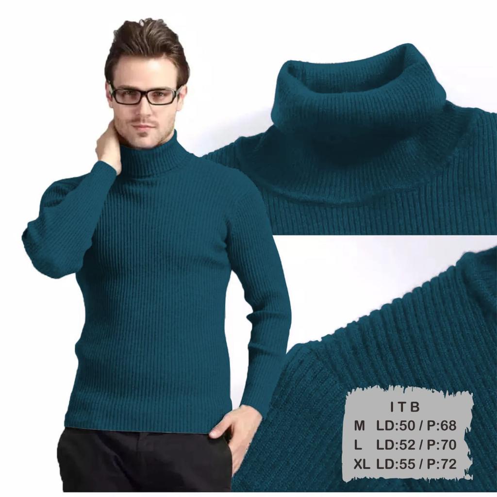 Noveli wear - Kaos leher tinggi turtleneck pria lengan panjang | kaos polos kerah tinggi