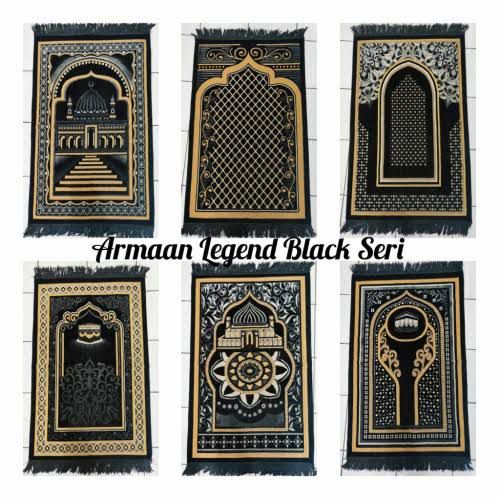 Sajadah Black Edition Turkey Tebal Lembut dengan Tasbih Souvenir Kado tas dompet