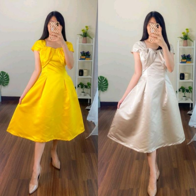 Wilona Satin Sabrina Dress