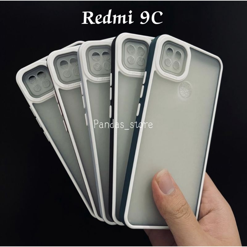 Pro Hybird Redmi 9c / 10A Softcase Halus dan Elegan / Pinggiran Garis Putih Keren (Pandas)