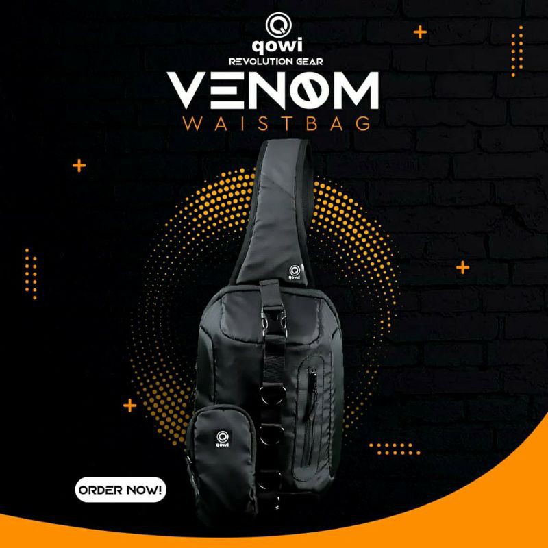Garansi 1 Tahun Tas Selempang Hitam Bahu Pria Hitam Anti Air Qowi Venom