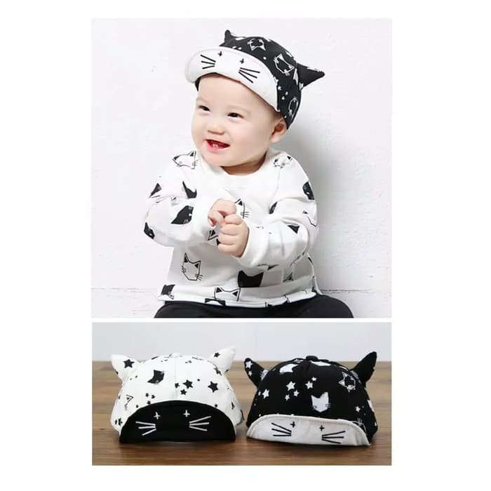 Topi Anak / Topi Bayi Motif Keren - Putih
