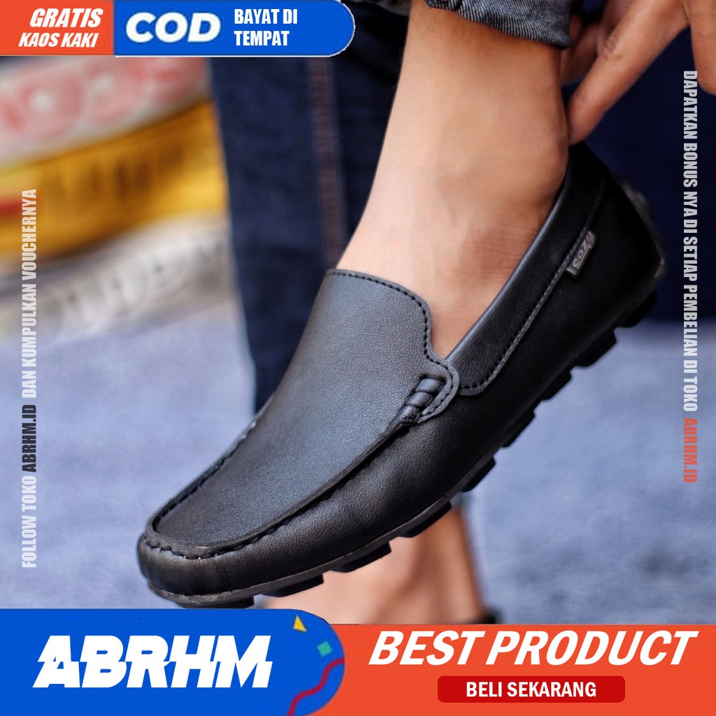 ABRHM x VENEZIA Sepatu Slip On Pria Sepatu Pria Casual Pria Kulit Pu Moccasin Sepatu Kerja Pantofel Semi Formal Sepatu Kasual Santai Gaya Keren Kekinian Murah Terlaris