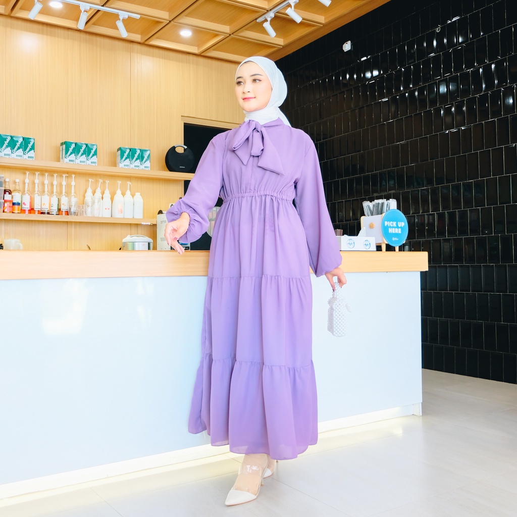 GAMIS BLESIA RUFFLE MAXI MIDI DRESS REMAJA WANITA / GAMIS RUFFLE LENGAN BALON