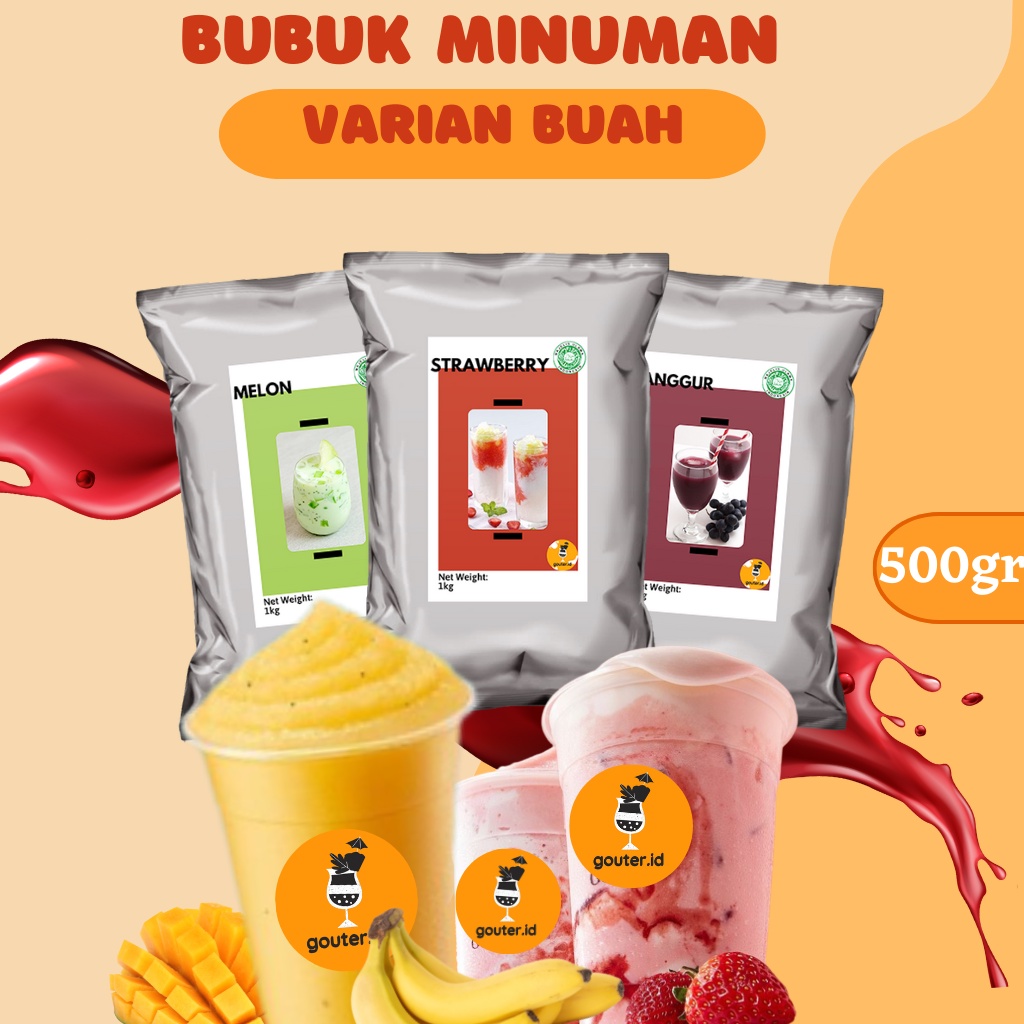 BUBUK MINUMAN RASA BUAH 500GR / SERBUK MINUMAN ANEKA RASA / POWDER MINUMAN / MINUMAN KEKINIAN BOBA