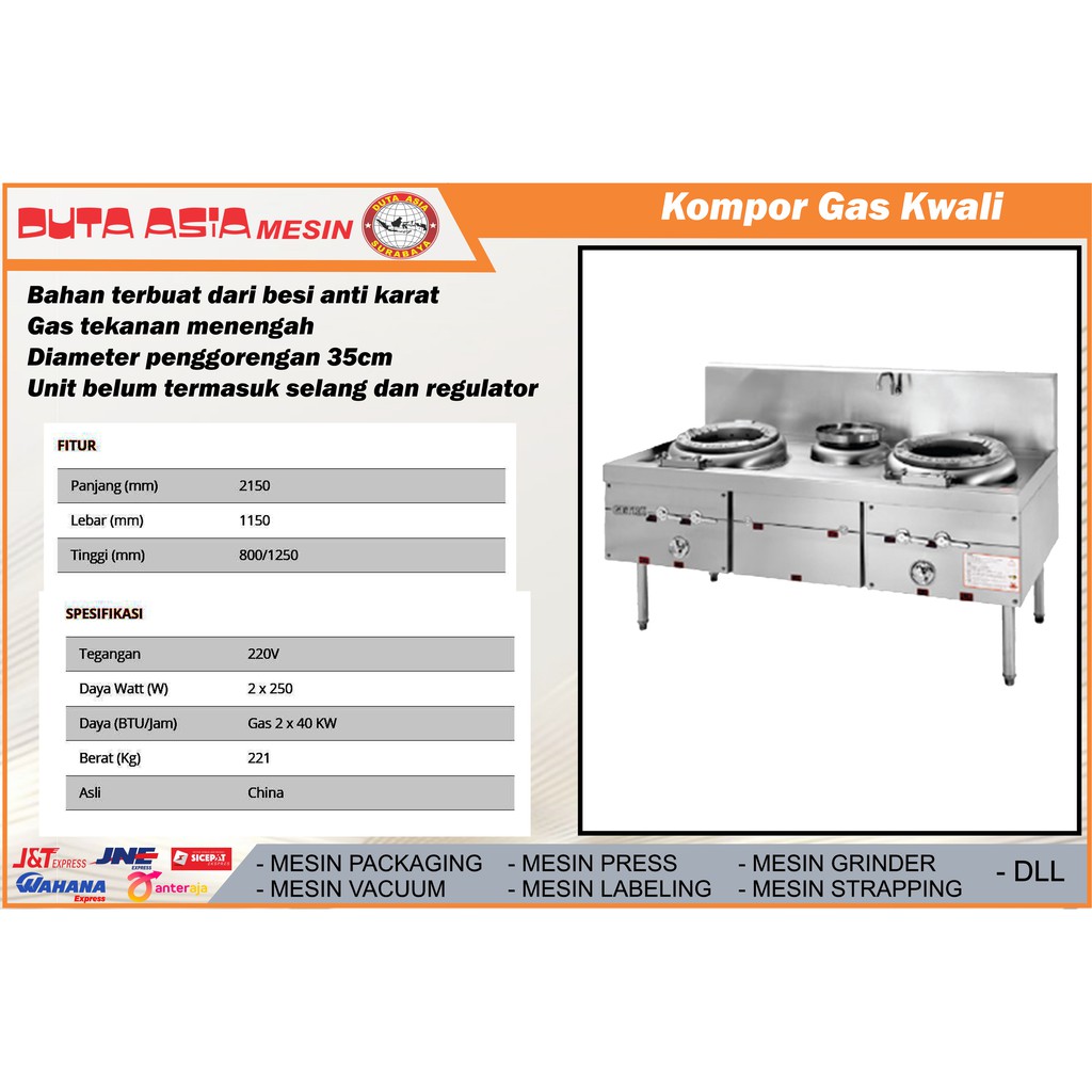 MESIN KWALI RANGE 2 BURNER RANGE + 2 SOUP RING