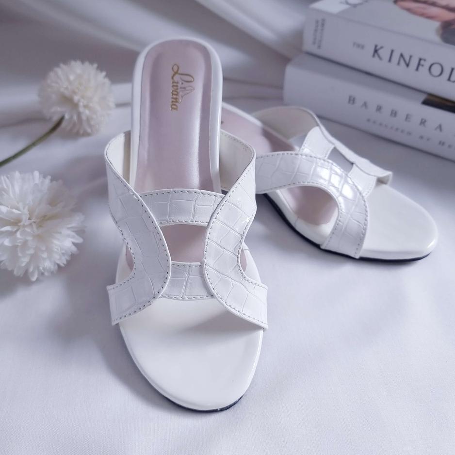 Sandal High Heels Hak Tahu Tinggi Widy Livana Wanita Perempuan Sintetis Premium Formal Kerja Casual 