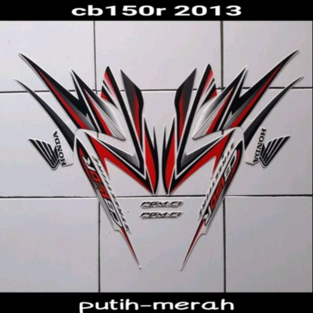 Striping sticker lis body honda cb 150r cb150r cb150 r streetfire 2013 putih merah