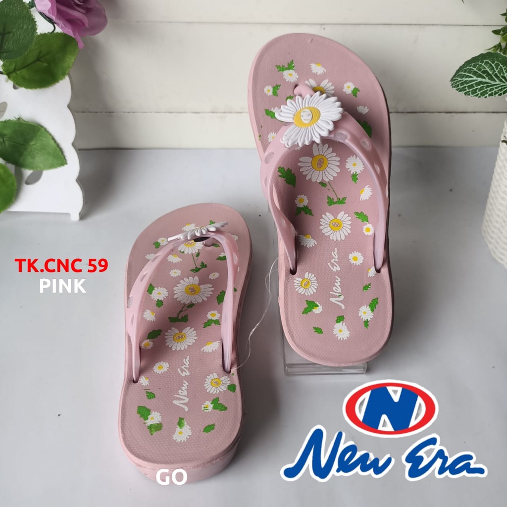 gof NEW ERA TK CNC 59 SUN Sandal Anak Perempuan Japit Bunga Matahari Sandal Karet Ringan Anti Slip Original