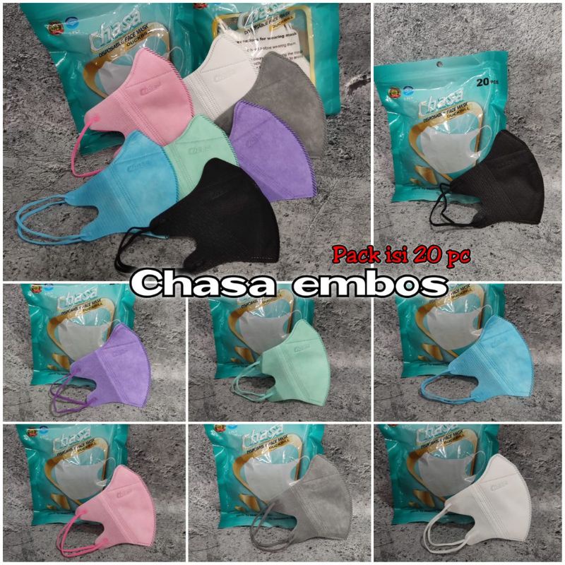 READY STOK MASKER DUCKBILL CHASA ISI 20 LBR ADA EMBOSS PINK BIRU TOSCA PUTIH ABU HITAM