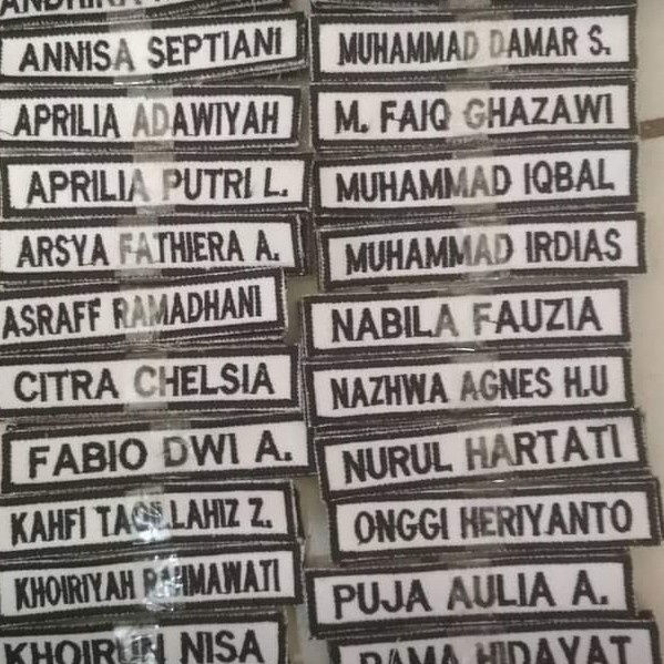 

Bordir Nama Sekolah/Baju Dll