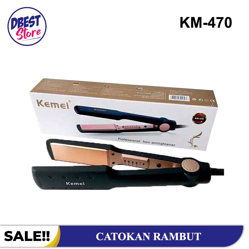 Catok Rambut Kemei KM-470 Catokan Suhu Profesional Catok Alat Pelurus Rambut / Catokan Rambut 2in1 Catokan Kemei 470 / KM 470