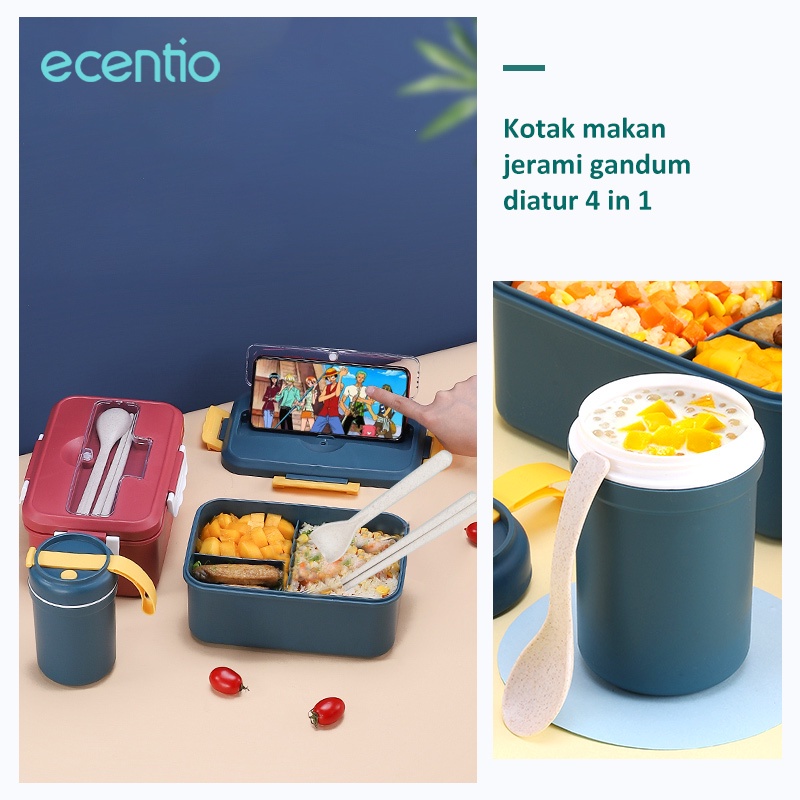 ecentio &amp; FOODI tempat makan anak set 2/3 pcs/kotak bekal set 3 sekat 1000ml/1500ml/termos air panas mini/tas bekal makanan alumunium foil lunch bag/BPA FREE/free sendok&amp;sumpit