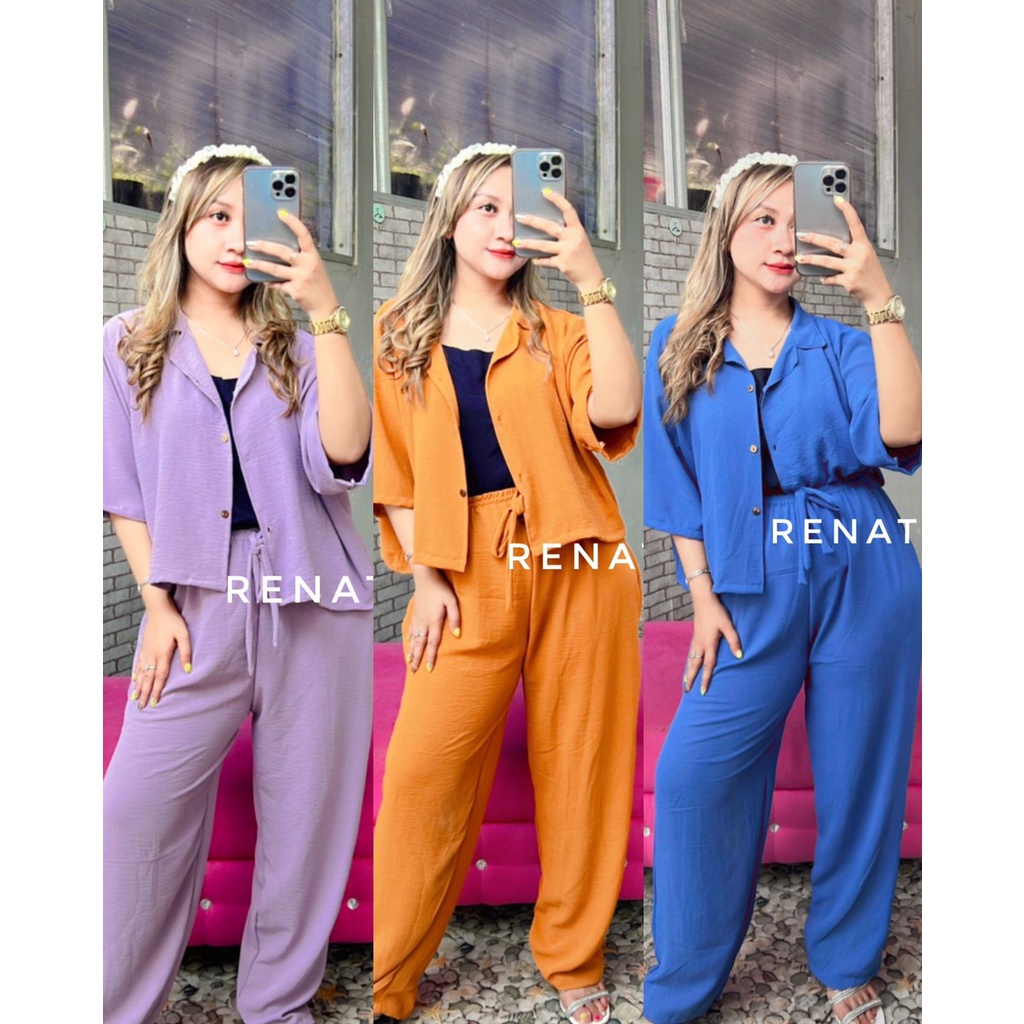 ALFAZZA One Set Renatha Cringkle Airflow Full Kancing Jumbo All Size