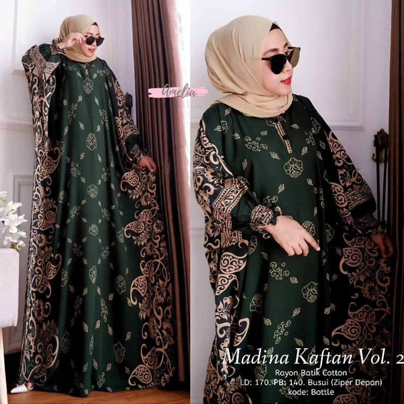 KAFTAN MADINA JUMBO GAMIS RAYON PREMIUM LONG DRESS BATIK BIG SIZE BAJU MUSLIM WANITA BUSUI KELELAWAR TERBARU