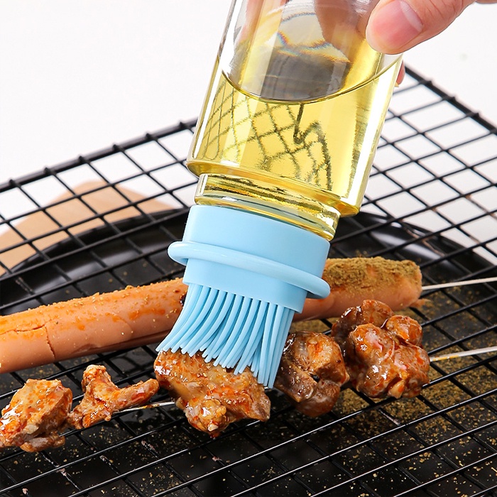 LB-04 Botol Kuas Minyak Silikon Pendek / Food BBQ Oil Bottle Brush