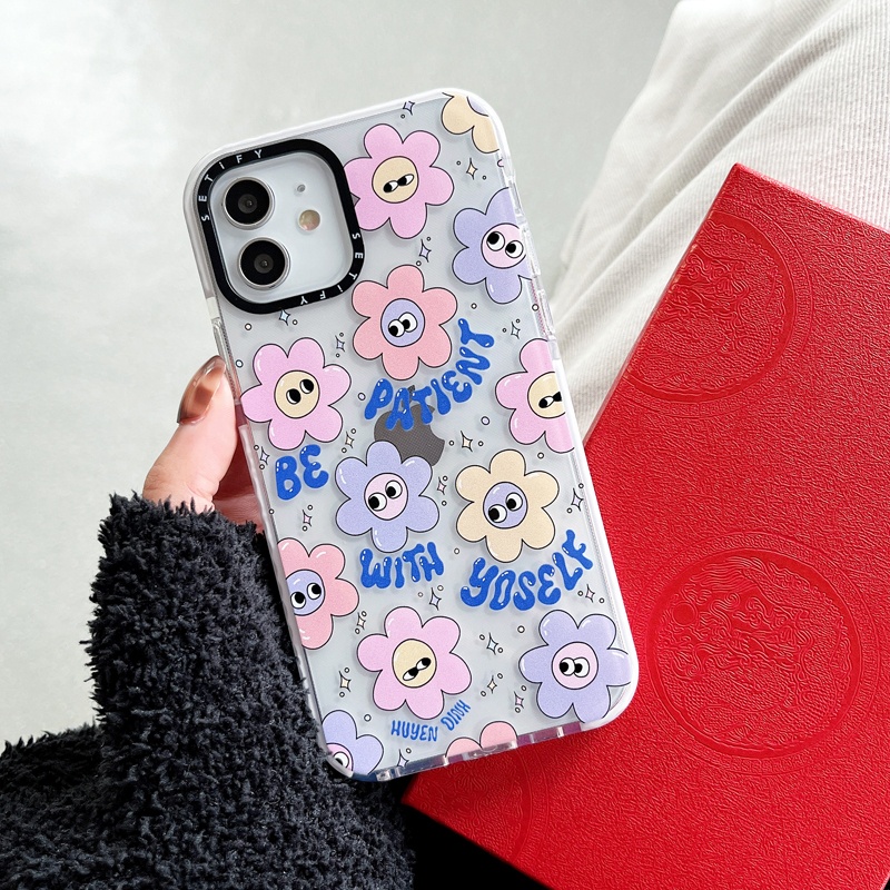 Casing Soft Case Motif Kartun Bunga Untuk iPhone 11 / 12 / 13 Pro Max / 7 / 8 Plus / X / XR / Xs Max