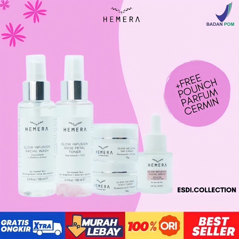 HEMERA GLOW INFUSION 5 in 1 | ORIGINAL KECANTIKAN PERAWATAN WAJAH GLOW PAKET GLOWING BPOM GLOWING MS
