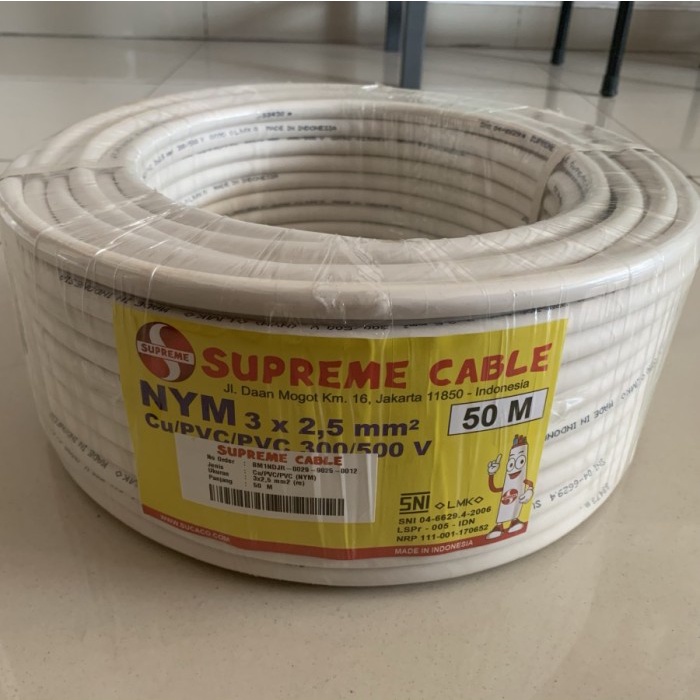 KABEL NYM 3X2.5 mm 50M (METER SUPREME KABEL PUTIH NYM 3x2,5 mm SUPREME