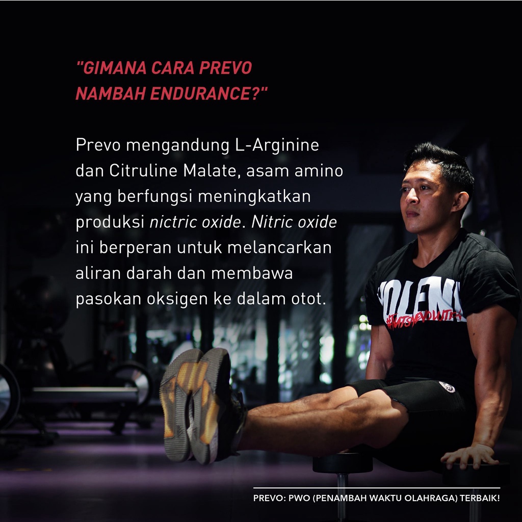 Evolene Prevo 225 gram 45 serving Pre Workout PWO BPOM Halal