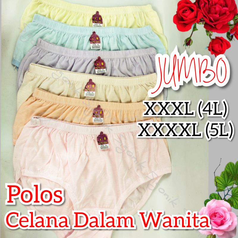 CD Celana Dalam Wanita Dewasa Ekstra Big Size XXXL(4L) XXXXL(5L) Jumbo Perempuan TNL Polos