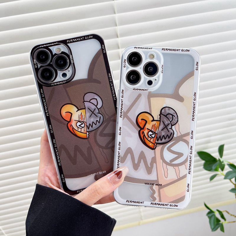 Splicing Violent Bear Soft Case iP iPhone 11 12 13 Pro Max 6 6S 7 8 + Plus X XR SE 2020 XS Max Casing