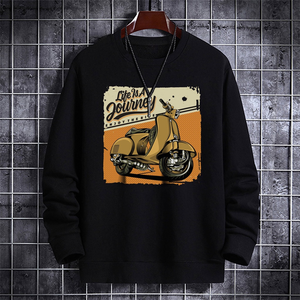 Sweater pria crewneck VESPA JOURNEY jaket sweter cowok distro keren